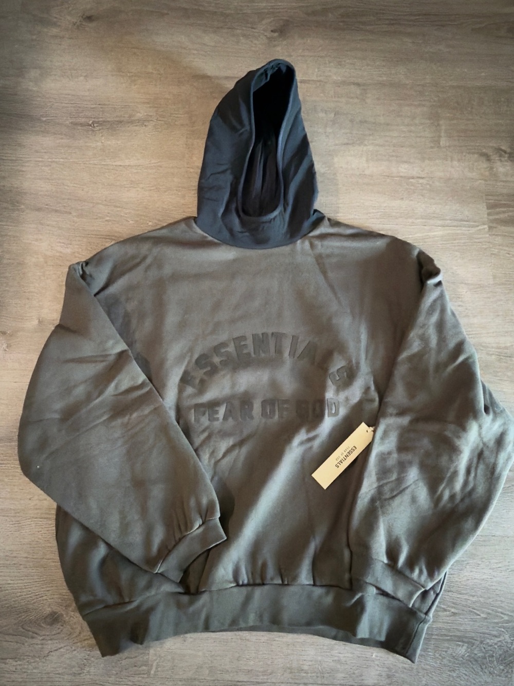 Fear of God Essentials Hooded Sweatshirt in Ink Jet Black Hood